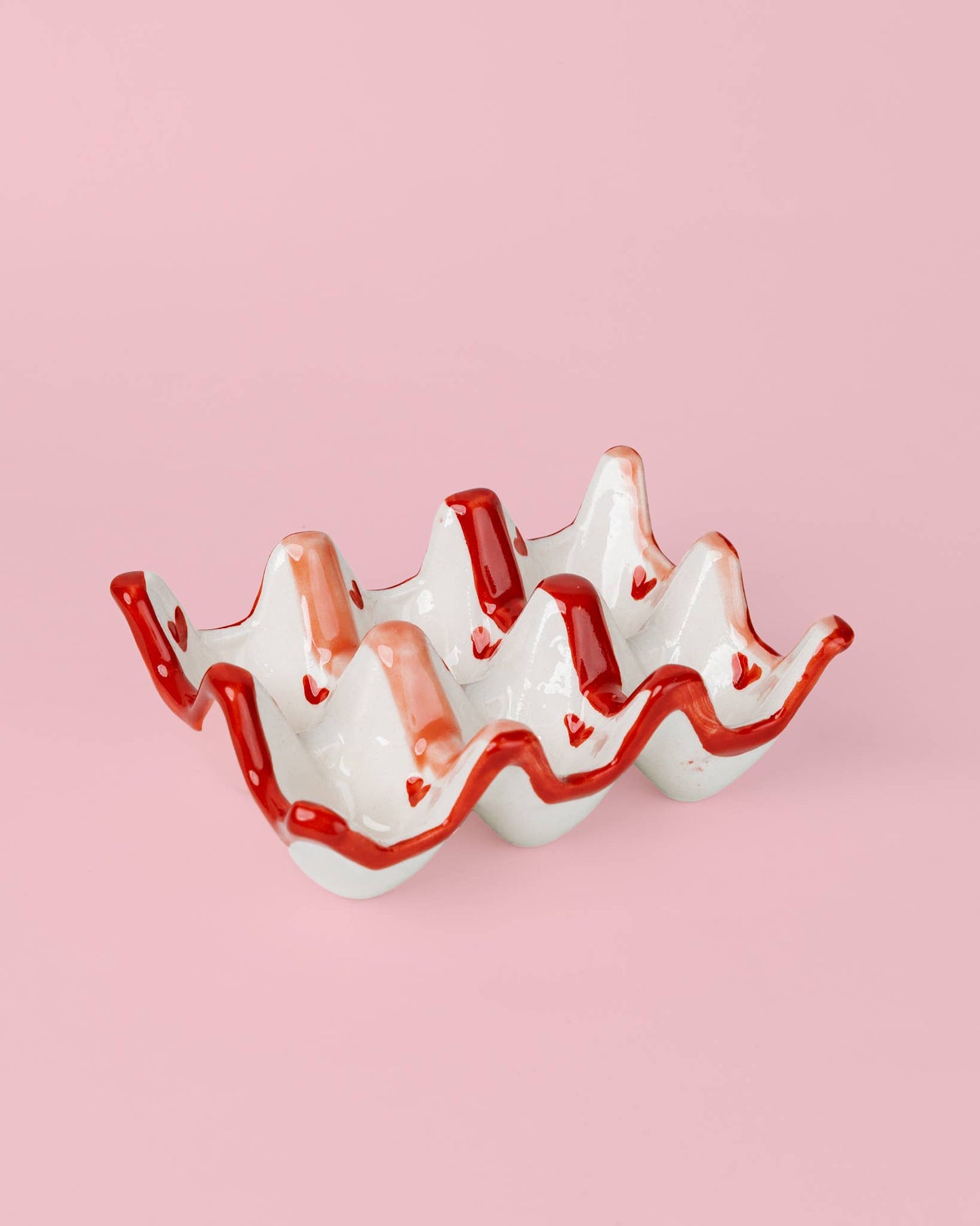 Ceramic Egg Holder for 6 Eggs – Pink & Red - Sweetheart