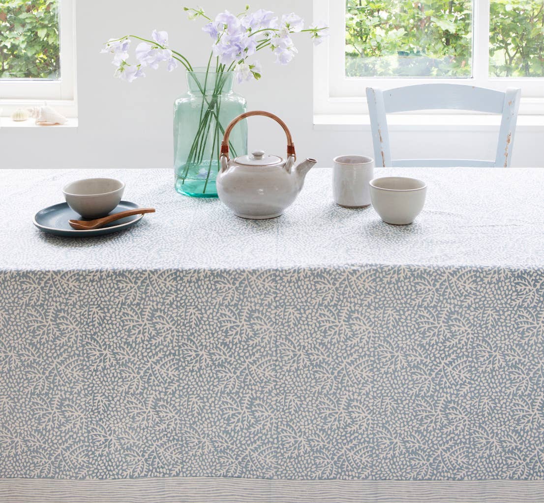 Handblockprinted tablecloth square Floral Mineral150x150 cm