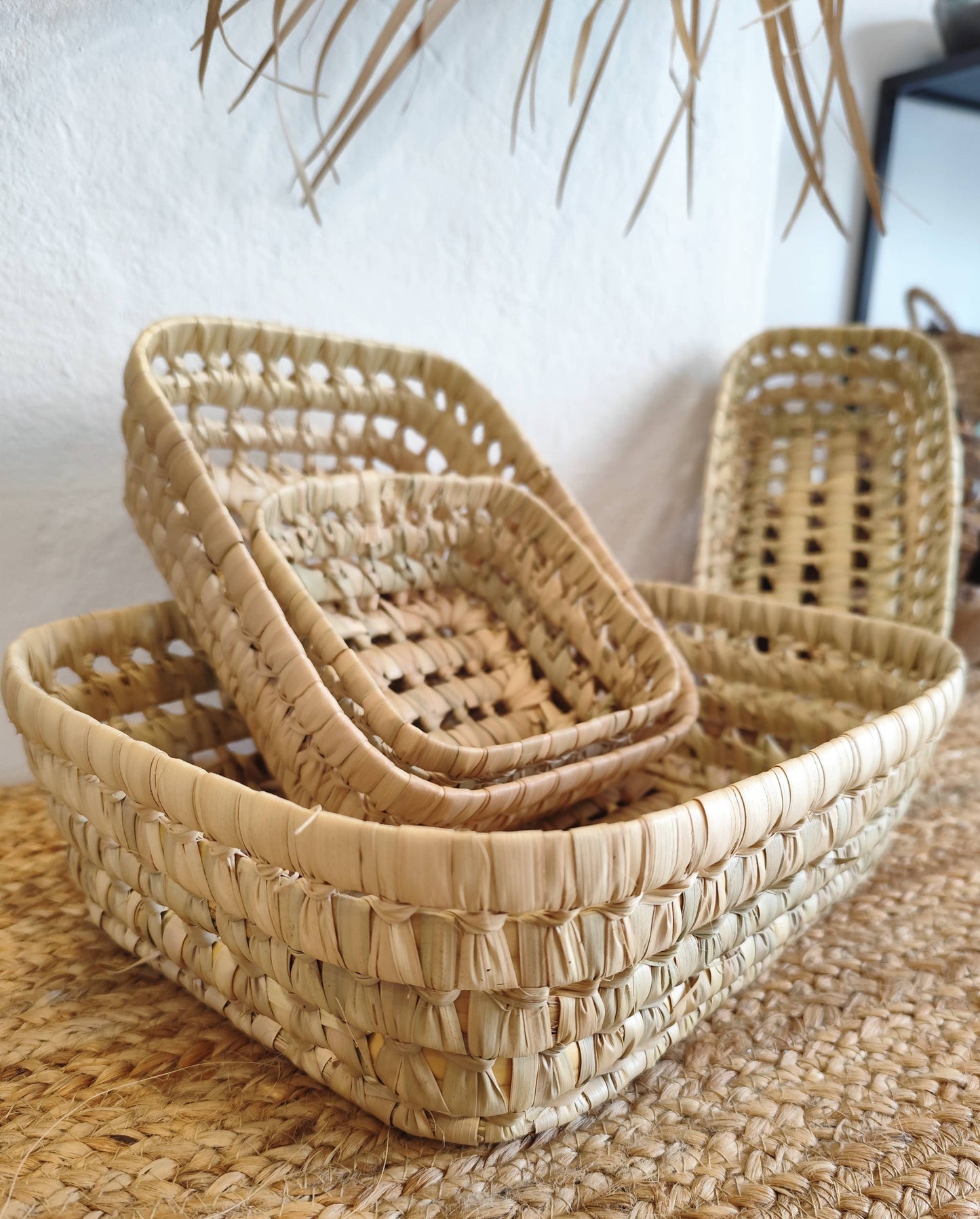 RECTANGULAR CANE BASKET: 29X26X10CM