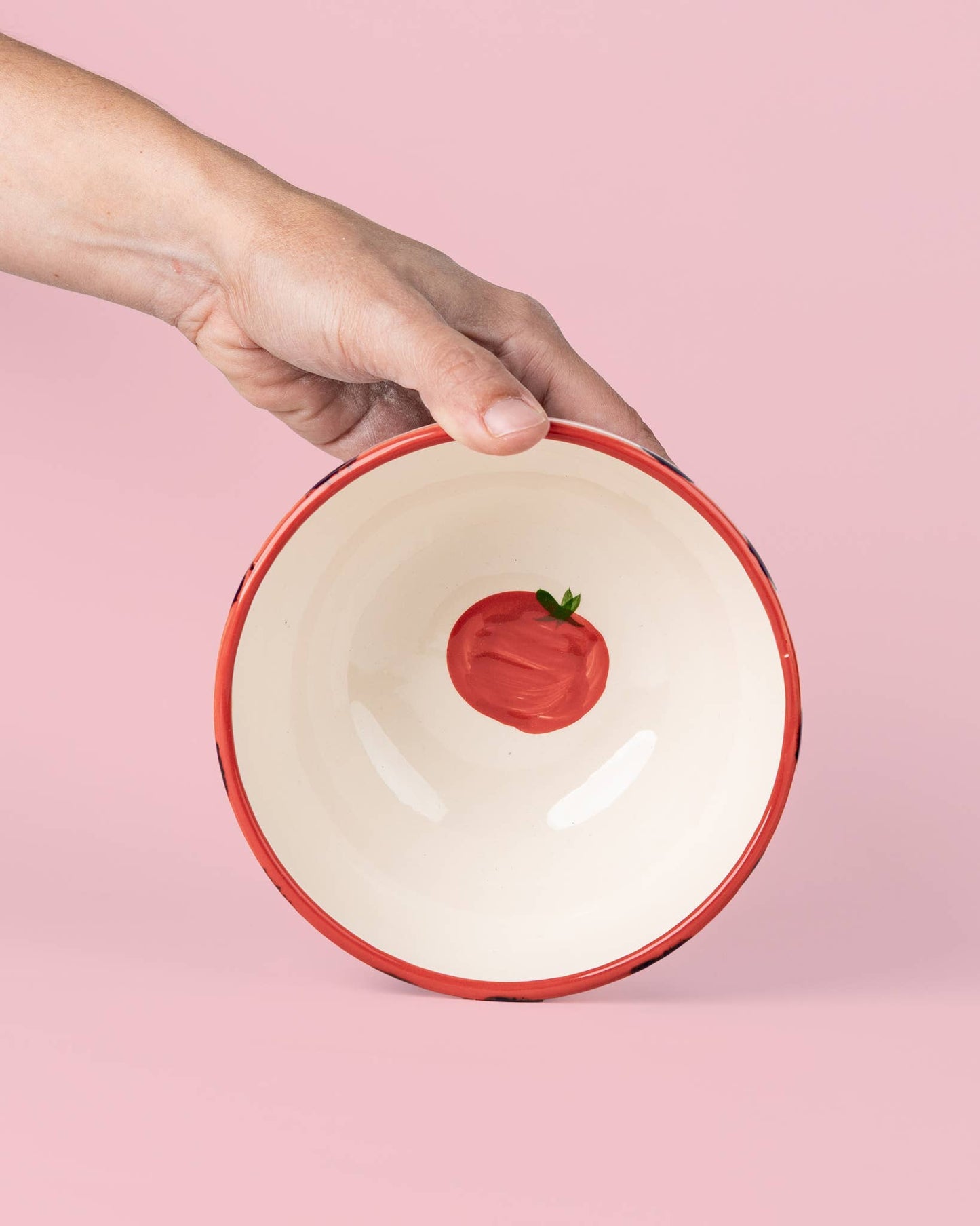 Striped Ceramic Bowl – Hand-Painted - Pomodoro