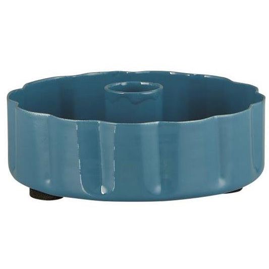 Candle holder f/1.3 cm candle wavy edge  cornflower