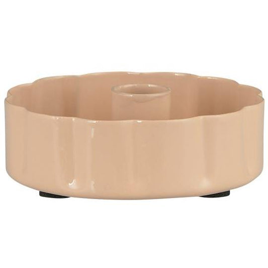 Candle holder f/1.3 cm candle wavy edge  coral sands