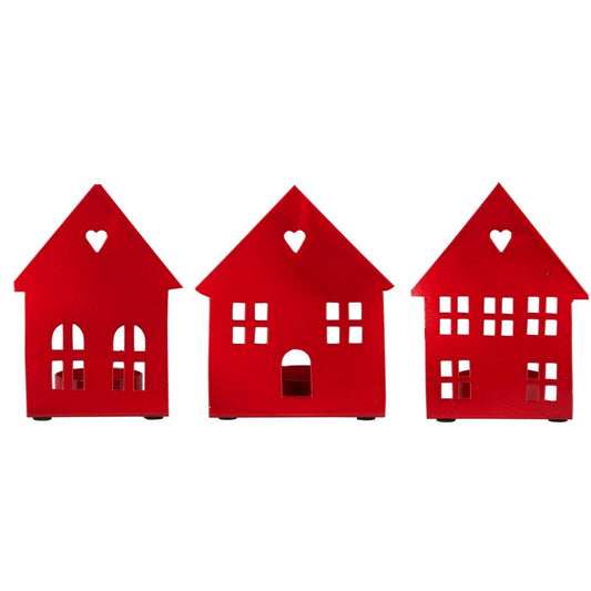 Candle holder f/tealight house facade 3 asstd