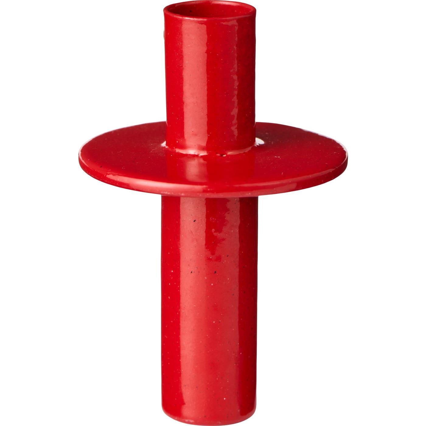 Candle holder f/1.3 cm candle to put in a bottle rood