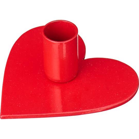 Candle holder f/1.3 cm candle heart-shaped red
