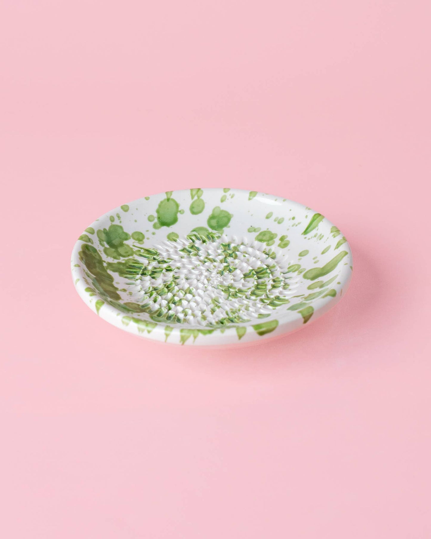 Small Ceramic Garlic Grater Plate / Moss