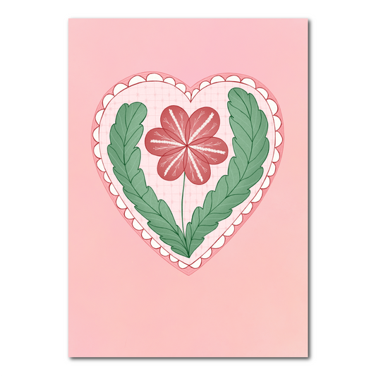 Heart with red flower | Postcard