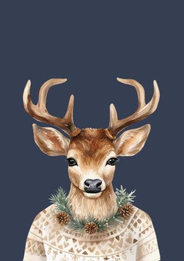 Sustainable postcard winter deer