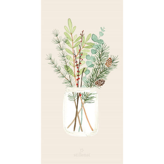Napkin 10x20 cm Christmas bouquet in glass vase 16 pcs/pck