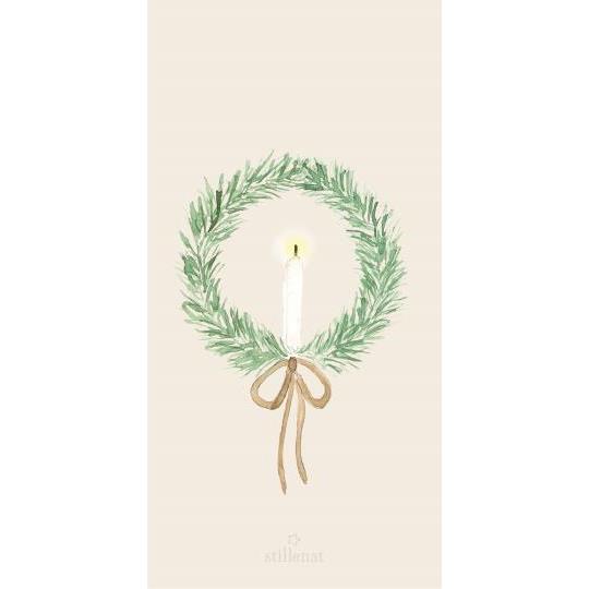 Napkin 10x20 cm wreath w/candle 16 pcs/pck