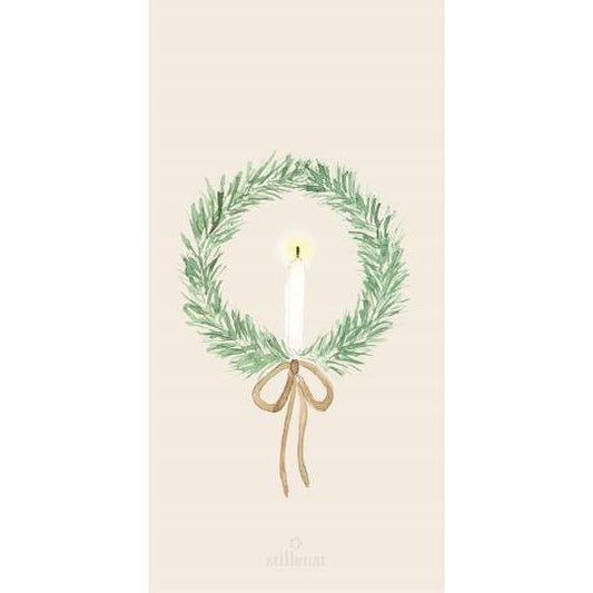 Napkin 10x20 cm wreath w/candle 16 pcs/pck