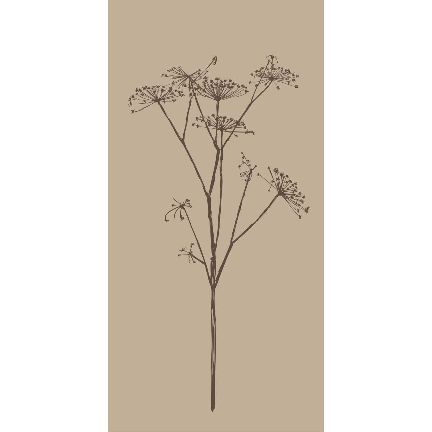 Napkin beige w/brown umbel flower 16 pcs per pack