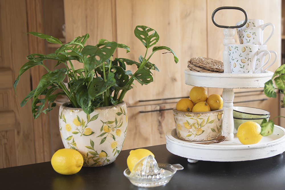 Yellow Ceramic Lemon Indoor Planter 18x7x7 cm
