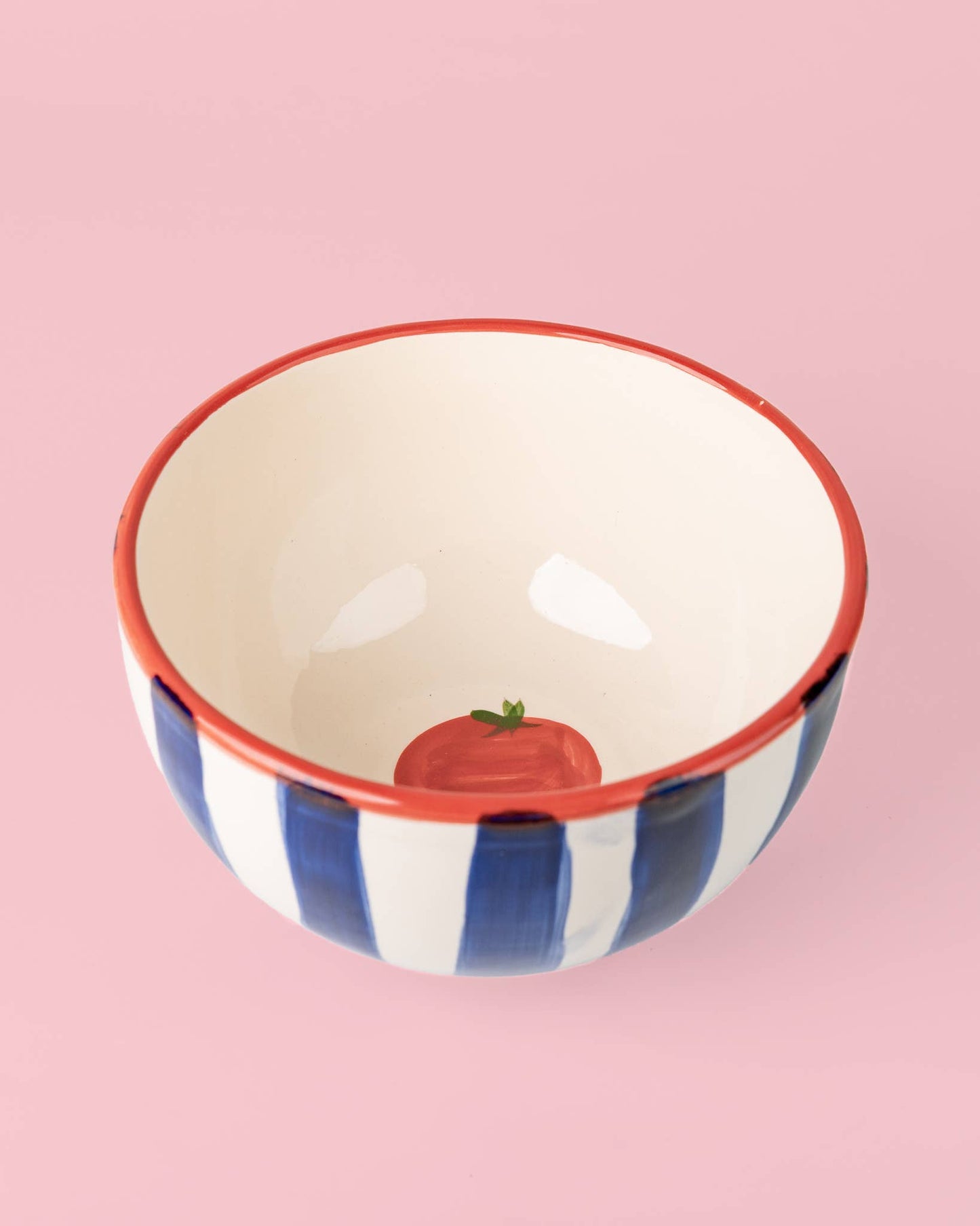 Striped Ceramic Bowl – Hand-Painted - Pomodoro