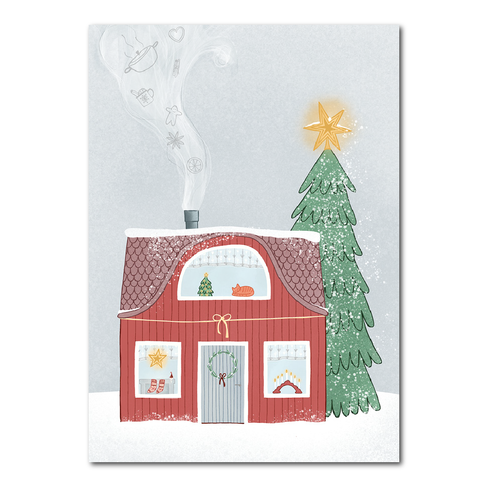 Swedish red house | Christmas card
