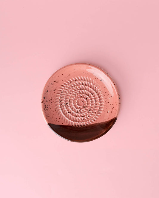 Small Ceramic Garlic Grater Plate- Chocolate