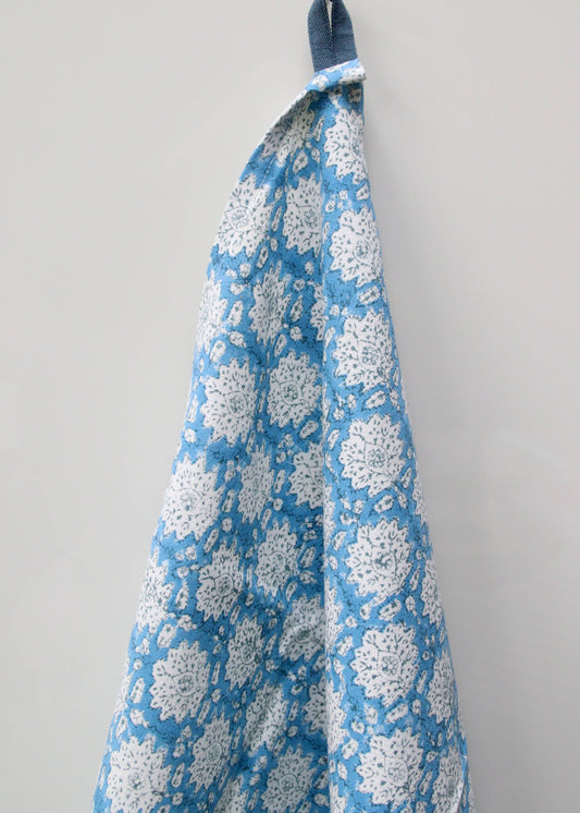 Breezy Bright Blue handblockprinted Kitchen Dishcloth