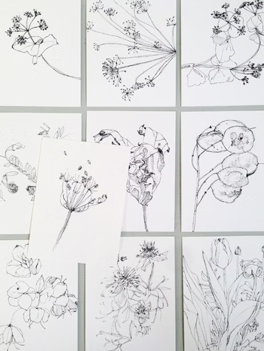 Ten floral postcards