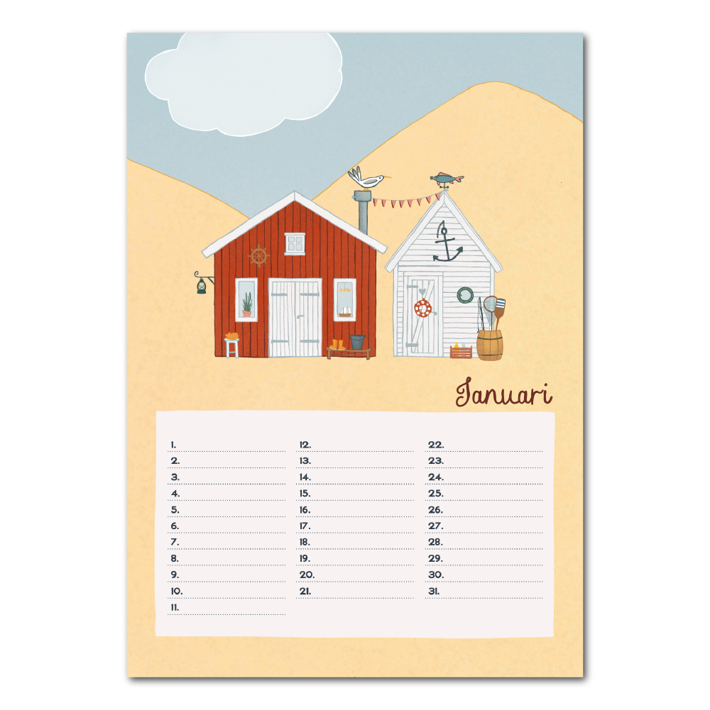 Sea and beach birthday calendar: Nederlands