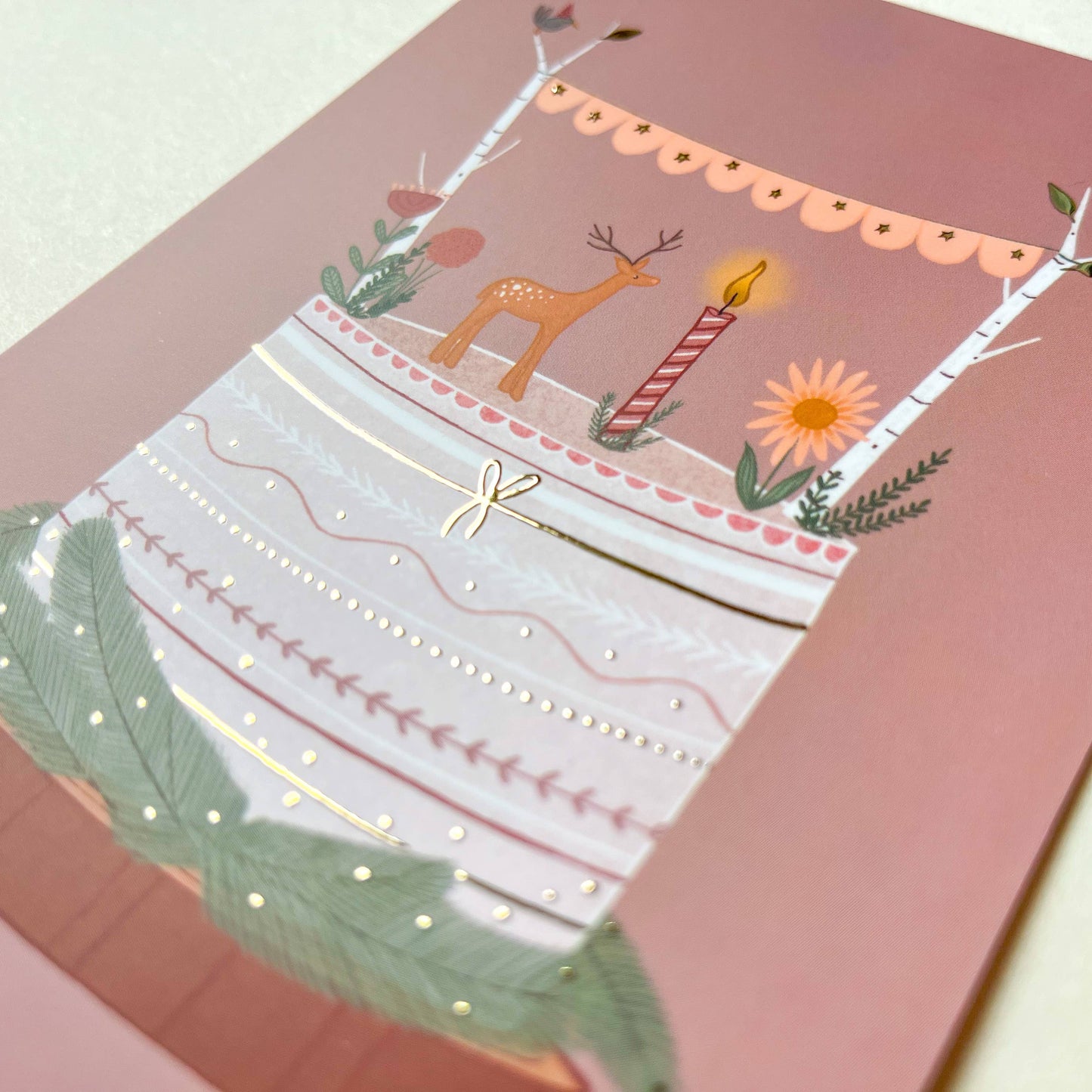 Nordic birthday | Card with cake and gold foil