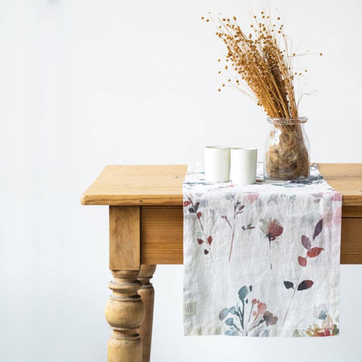 Watercolour Linen Table Runner| 40x150 cm