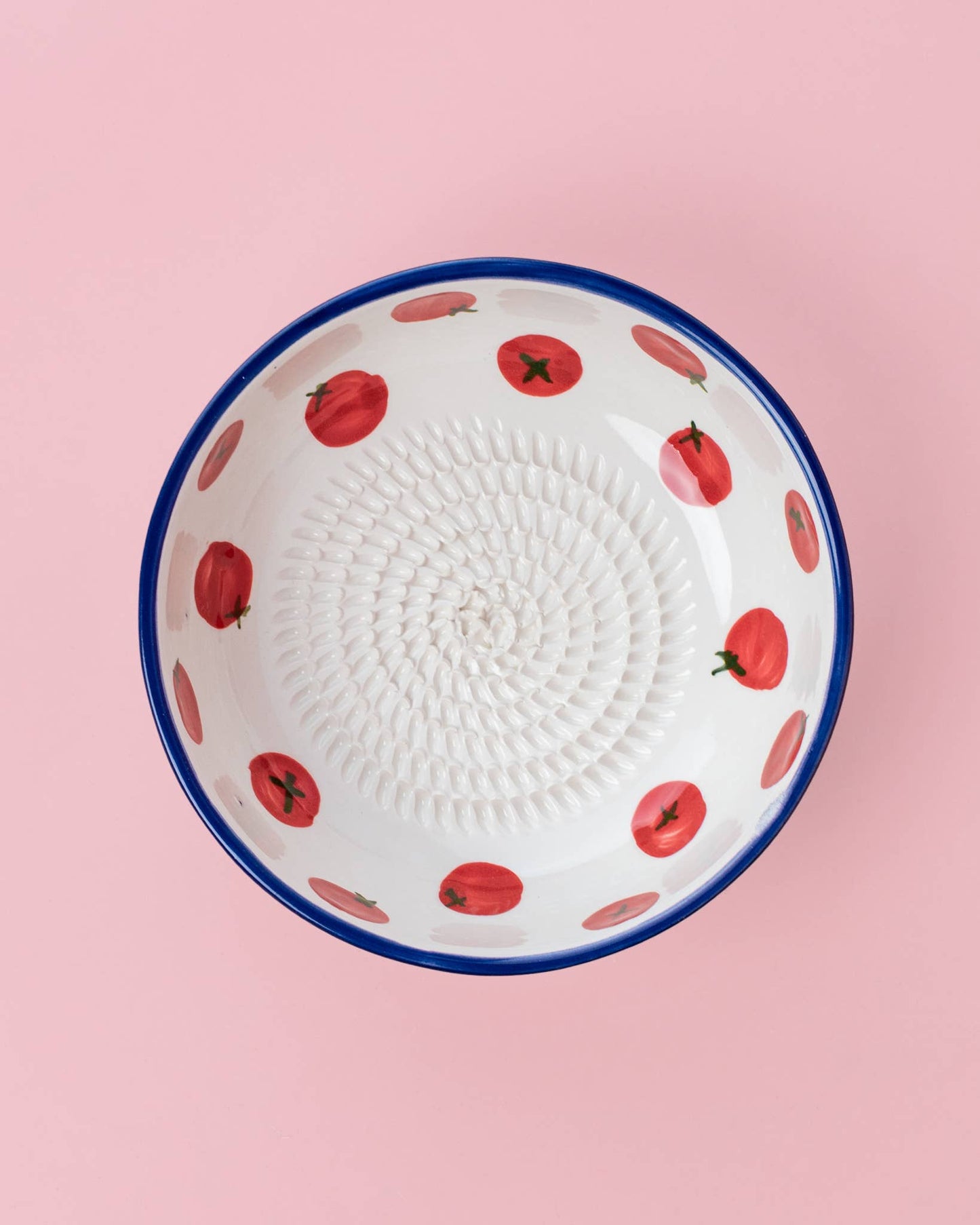 Ceramic Garlic Grater Plate - Medium Red & Blue - Pomodoro