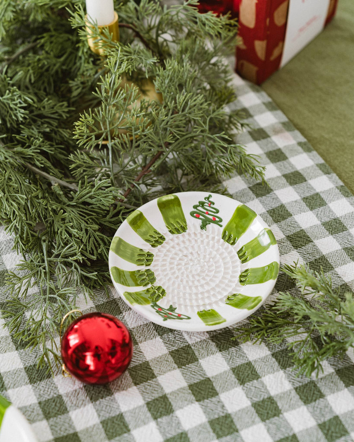 Small Ceramic Garlic Grater Plate - Evergreen
