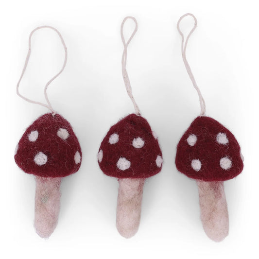 Paddestoelen rood set van 3