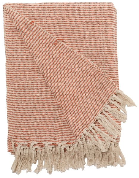 Bedspread, Braid-Natural/Orange, 260x260 cm