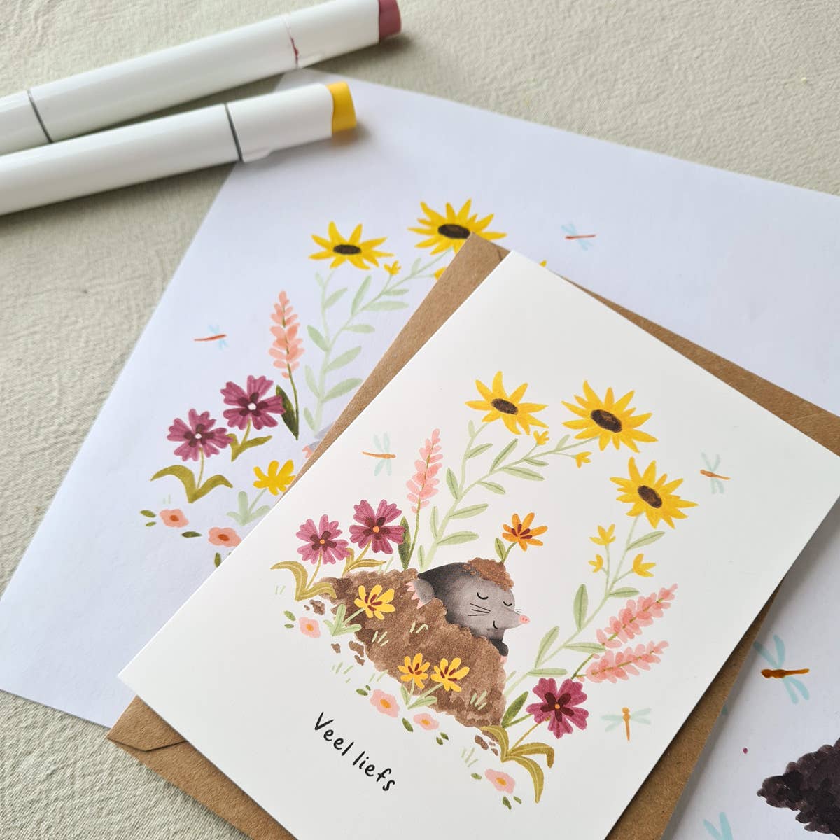 Greeting card mole - Lots of love: Dutch
