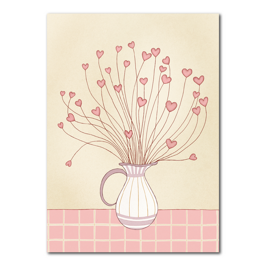 Vase with hearts | Postcard