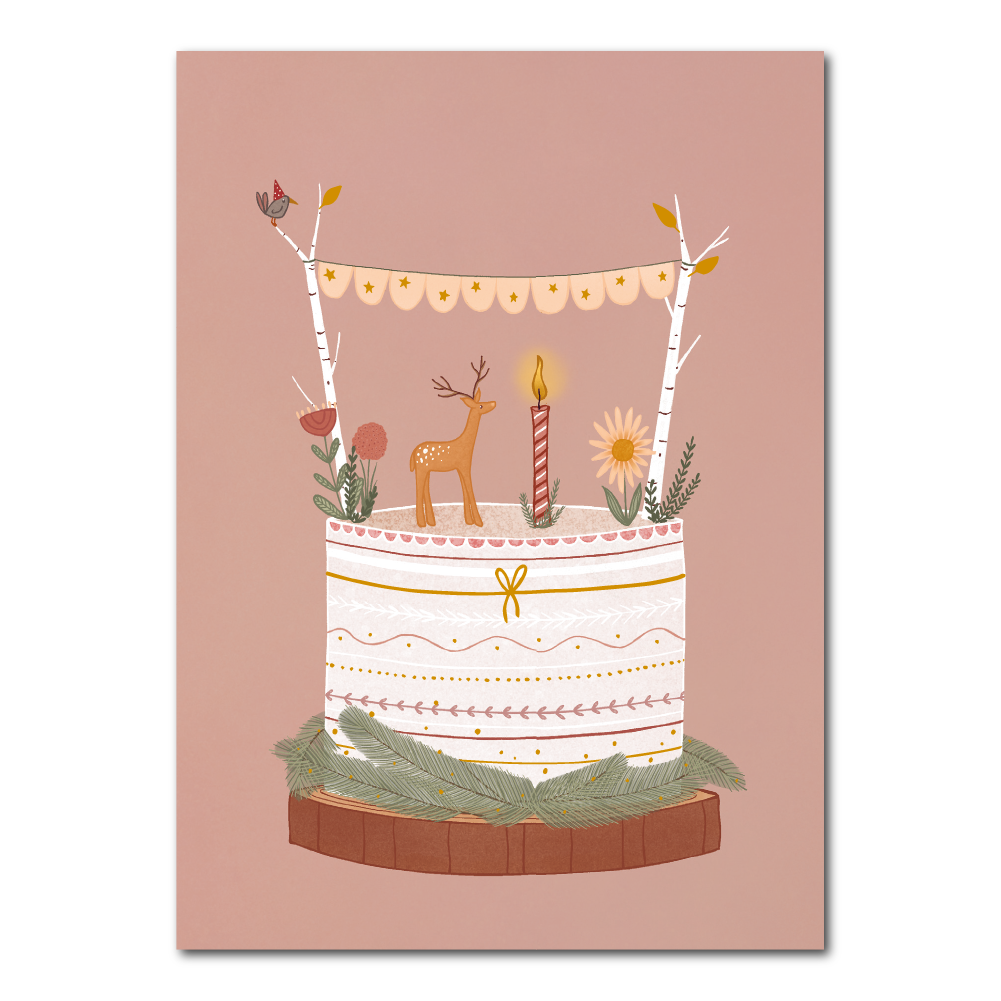 Nordic birthday | Card with cake and gold foil