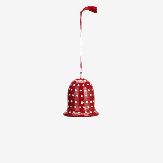 Hand-painted paper mache christmas bell
