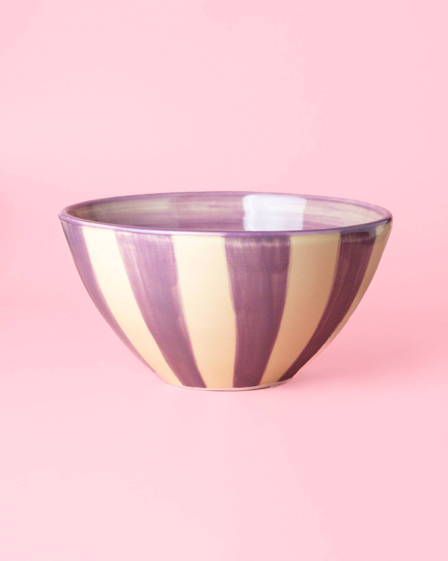 Ceramic salad bowl 1.5L 21cm /ALBA Lilac and Yellow Stripes