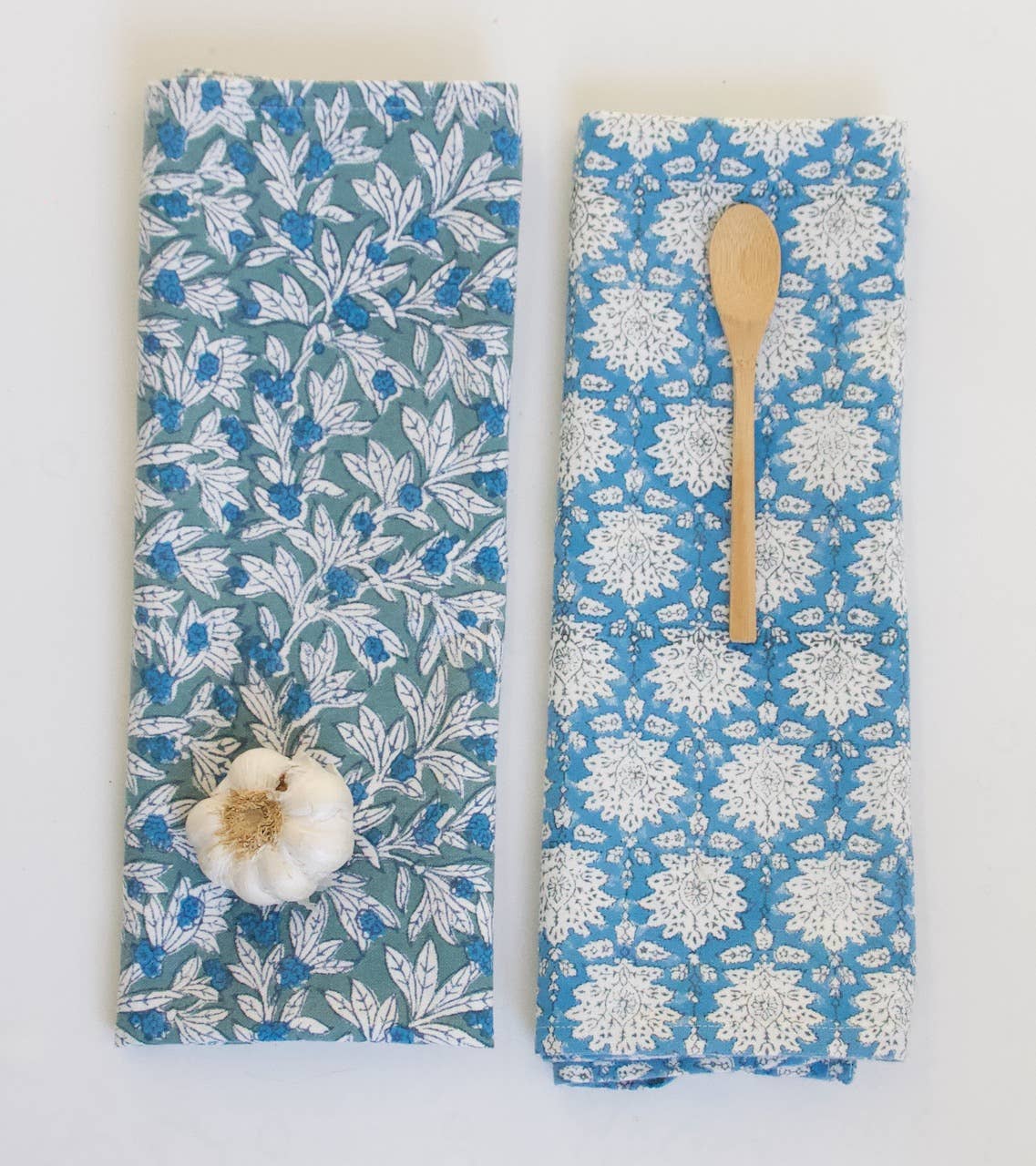 Breezy Bright Blue handblockprinted Kitchen Dishcloth