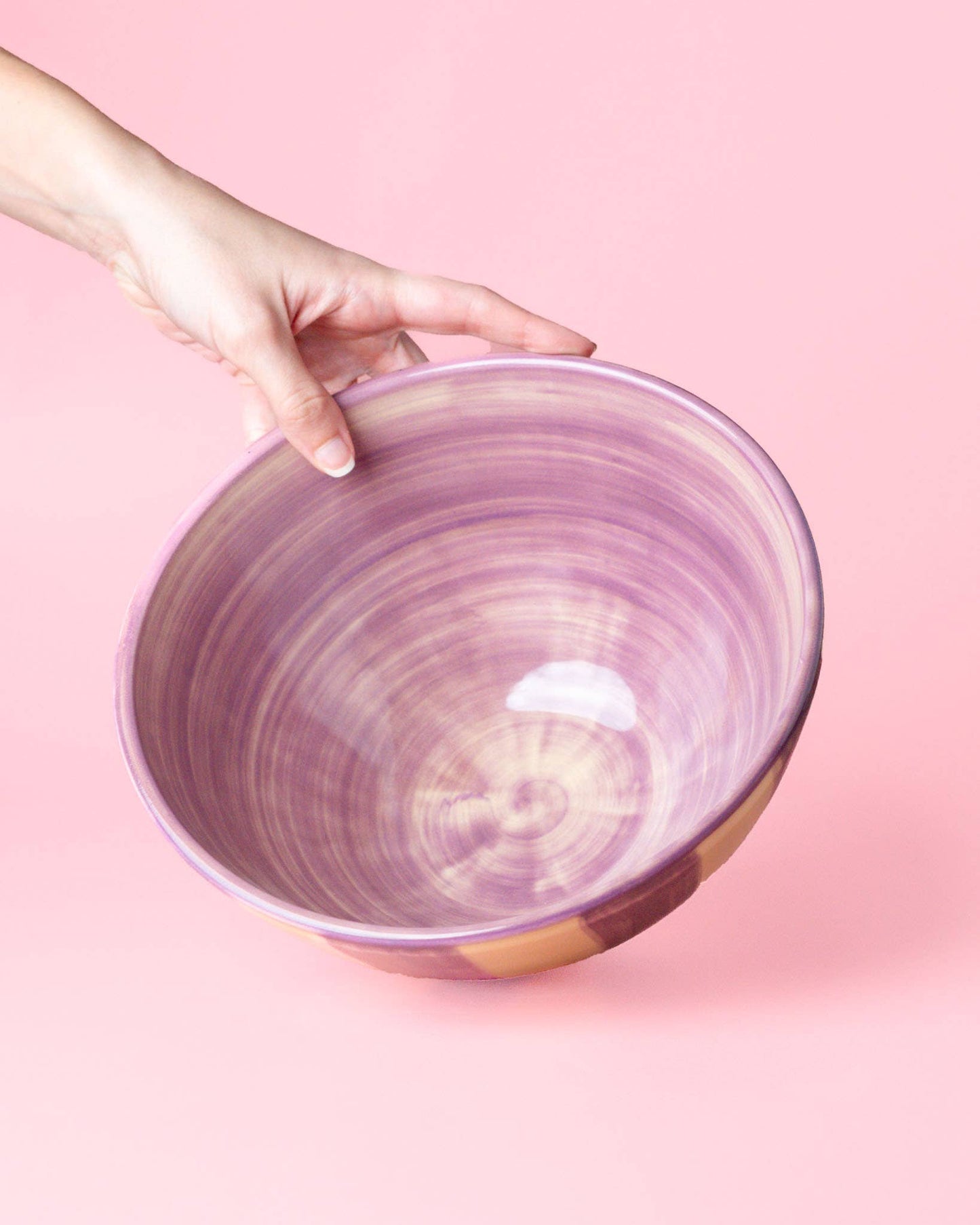 Ceramic salad bowl 1.5L 21cm /ALBA Lilac and Yellow Stripes