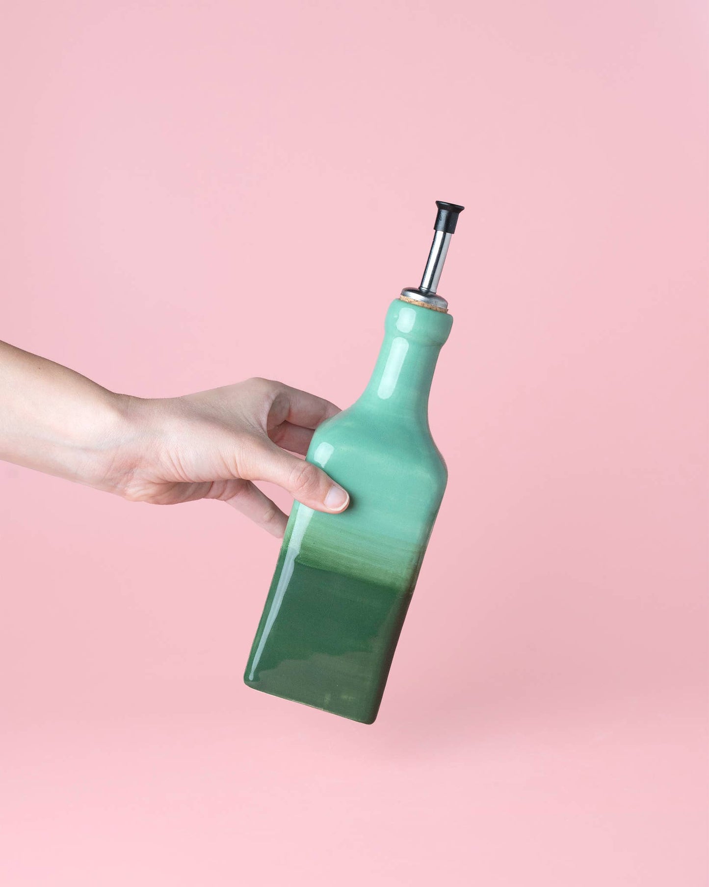 Artisanal Ceramic Oil Dispenser 475ml Green Jade