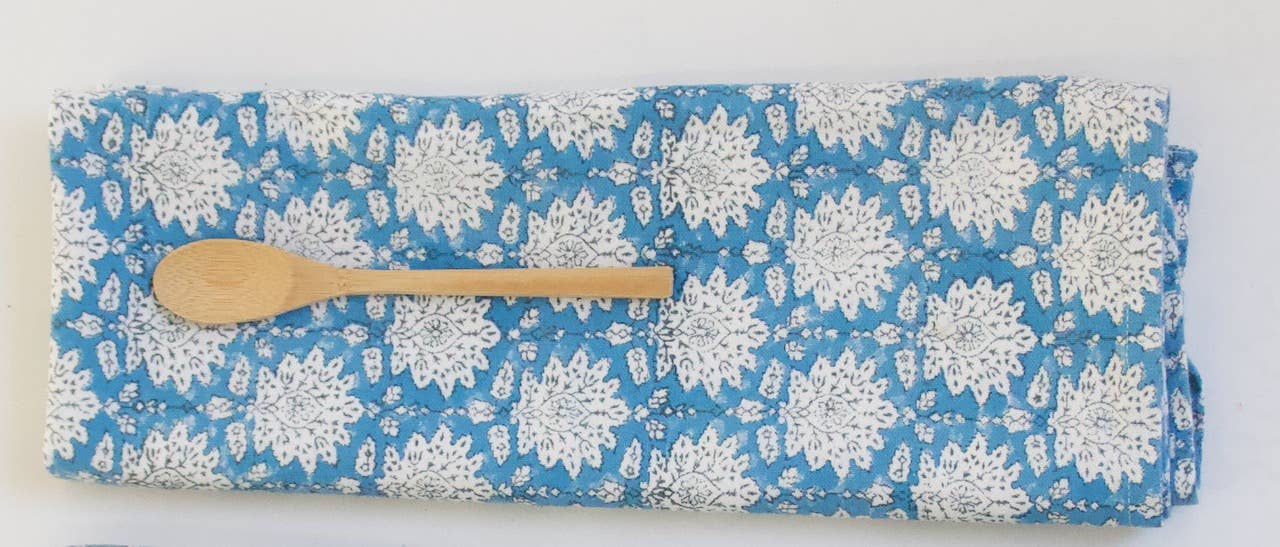 Breezy Bright Blue handblockprinted Kitchen Dishcloth