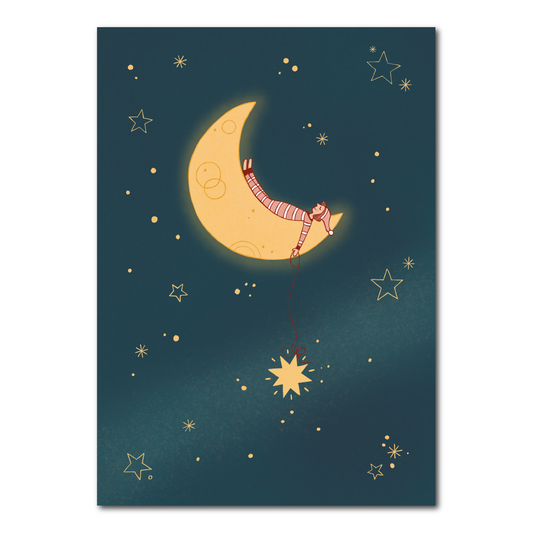 Sleeping little man on the moon | Card