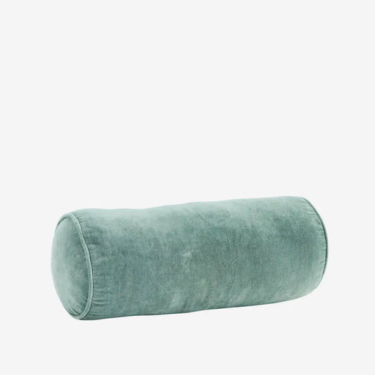 Velvet bolster cushion green