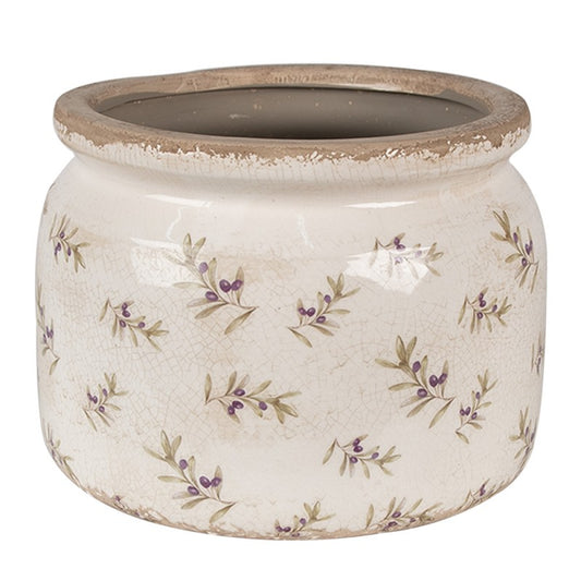 Bloempot Ø 20x15 cm Beige Blauw Keramiek Olijven