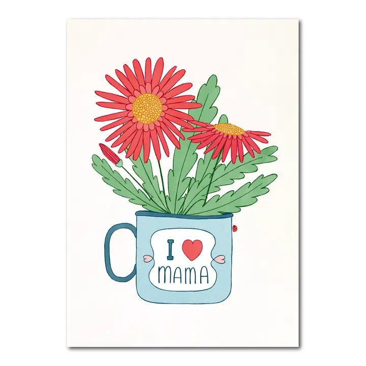 I - Heart - Mom | Card with Flowers