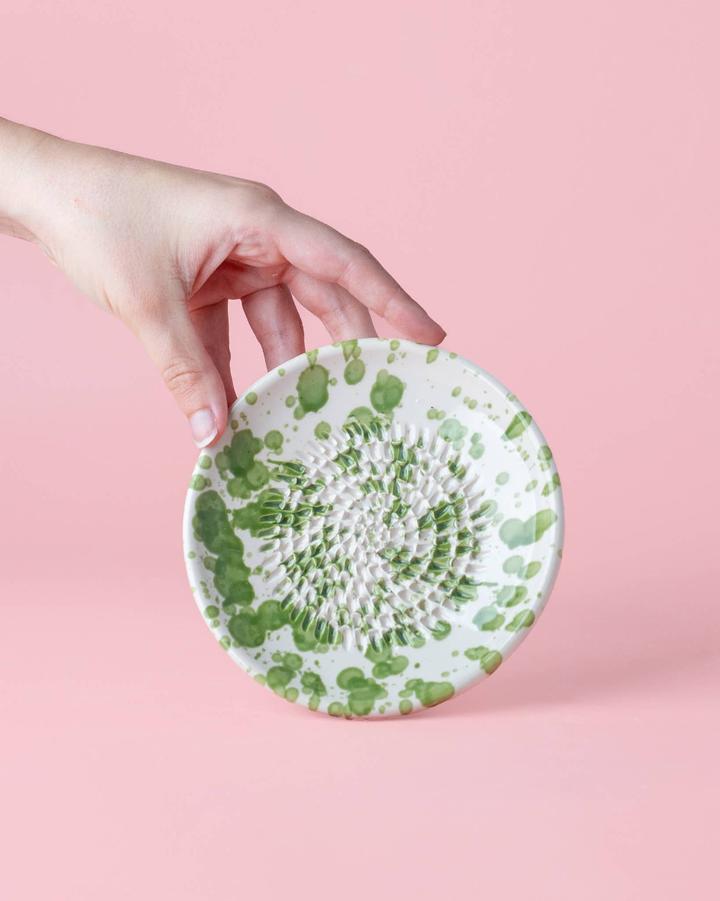 Small Ceramic Garlic Grater Plate / Moss