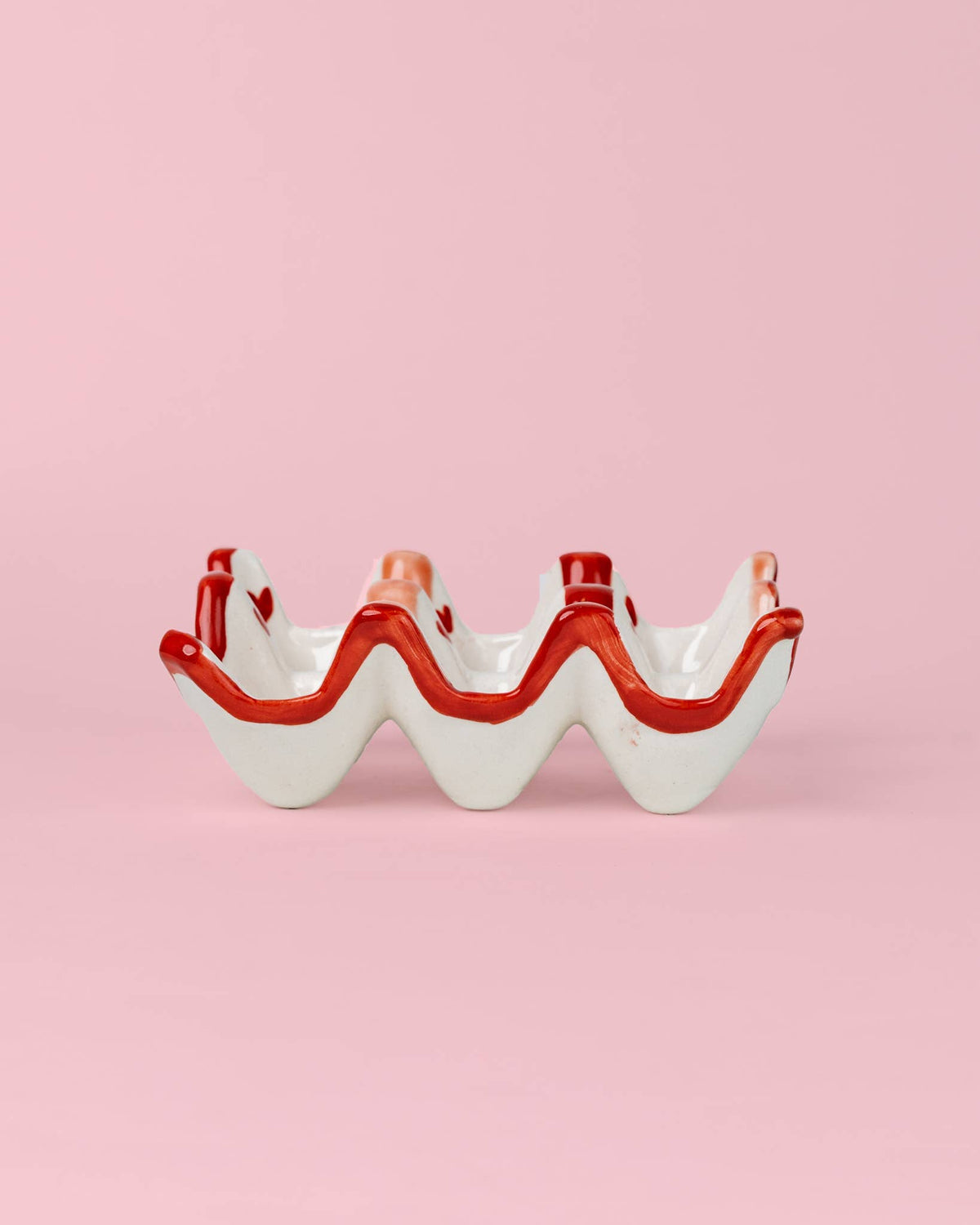 Ceramic Egg Holder for 6 Eggs – Pink & Red - Sweetheart