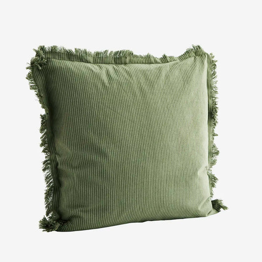 Striped cushion w/ fringes Green