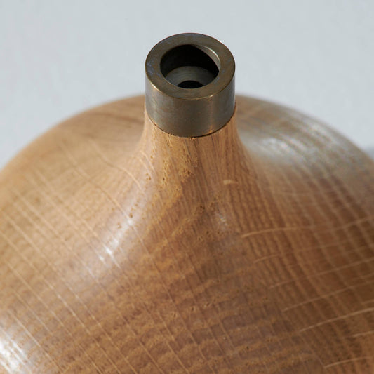 Oak Candle Holder: Aged Brass Socket