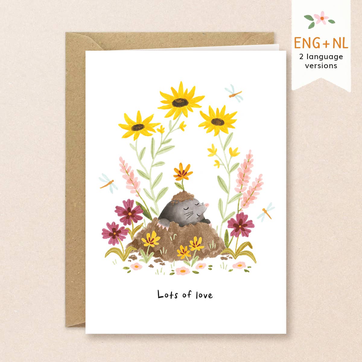 Greeting card mole - Lots of love: Dutch