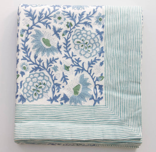 Sunny Day Handblockprinted Tablecloth 160 x 270