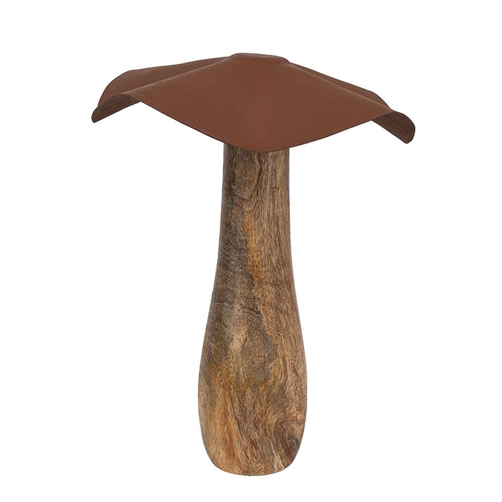 6H2387XL Decoration Mushroom Ø 20x25 cm Brown Wood Iron