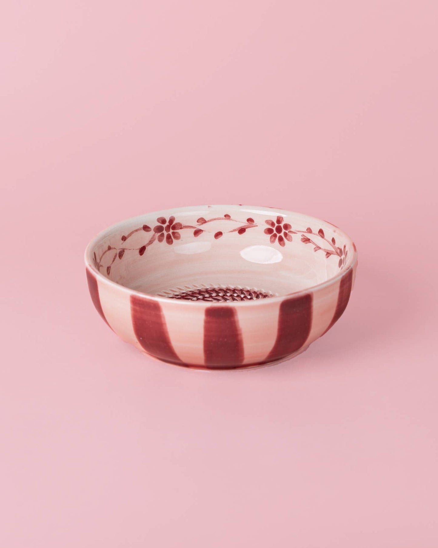 Ceramic Garlic Grater Plate - Medium Pink